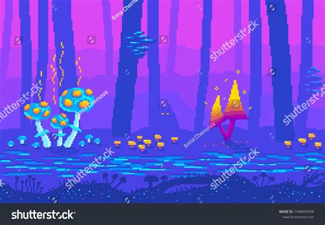 Pixel Art Fairy Tale Forest Night Stock Vector (Royalty Free) 1348959038 | Shutterstock