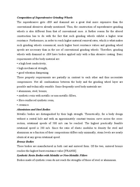 Composition of Superabrasive Grinding Wheels | PDF | Grinding (Abrasive ...