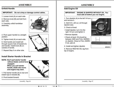 John Deere Walk-Behind Rotary Mower JA60 JA62 21 Inch Operator's Manual ...