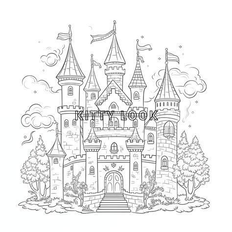 4 Castles Coloring for Adults and Children Printable Castle - Etsy