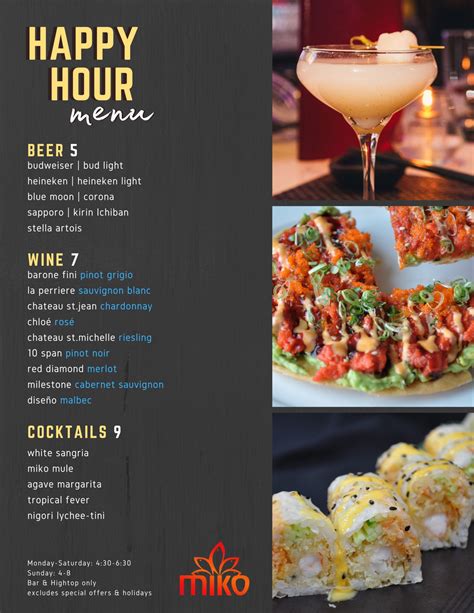 Happy Hour Menu – Miko Japanese & Steakhouse