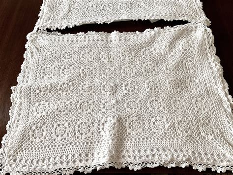 White Crochet Pillow Shams, Pair Standard White Crochet Lace Pillow ...