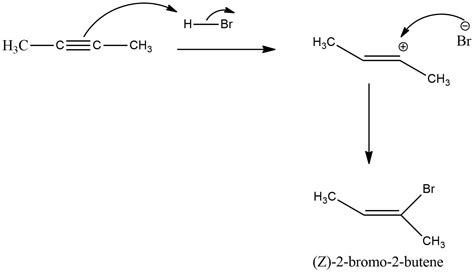 Give the structure of the product you would expect from the reaction (if any) of 2-butyne with ...