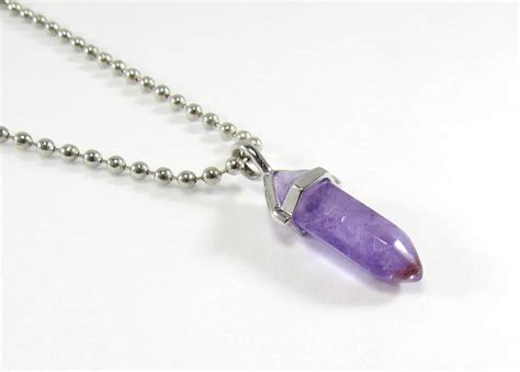 Small Faceted Bullet Cut Amethyst Gemstone Pendant, Men's Necklace ...