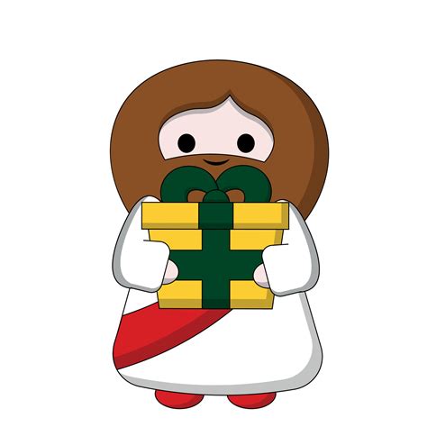 Cute God Jesus Christ holding gift in color 36336249 Vector Art at Vecteezy