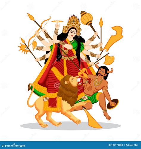 Illustration of Goddess Durga in Happy Durga Puja and Shubh Navratri ...