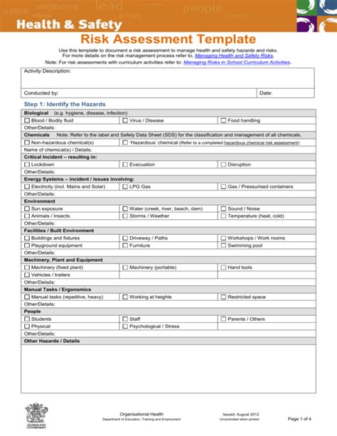 Health and Safety Risk Assessment Template