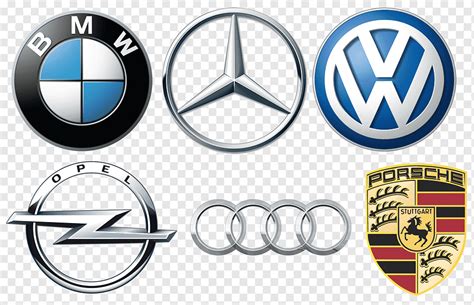 Six assorted-brand emblem, BMW Volkswagen Group Mercedes-Benz Car Audi, opel, emblem, trademark ...