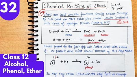 32) Reactions of Ether| Reaction of ether with HX or HI with mechanism ...