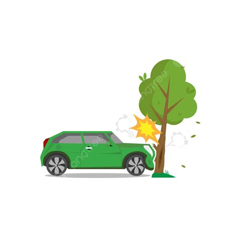 Car Crash With Tree Vector Illustration, Car Crash, Tree, Accident PNG and Vector with ...