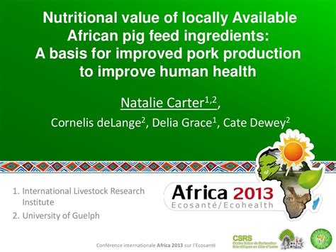 Nutritional value of locally available African pig feed ingredients: