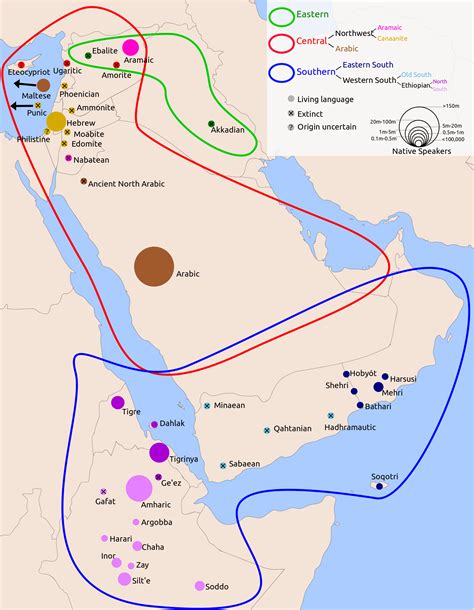 Semitic languages Map | Taal, Taalkunde, Geschiedenis