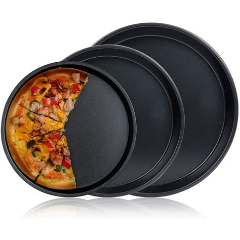 SPRING PARK Pizza Baking Pan Baking Sheets for Oven Nonstick Round Pizza Tray Bakeware Carbon ...