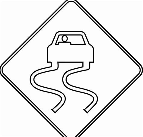 Slippery Road Sign coloring page - Download, Print or Color Online for Free