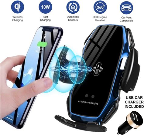 Electric Powered Automatic Clamping Car Air Vent Wireless Charging Phone Holder 10W Fast ...