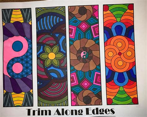 Printable Mandala Bookmarks/coloring Pages Set of 4 PDF/JPG | Etsy