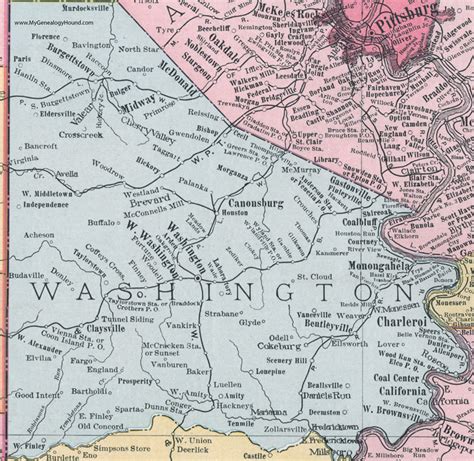 Washington County, Pennsylvania 1911 Map by Rand McNally, Monongahela ...