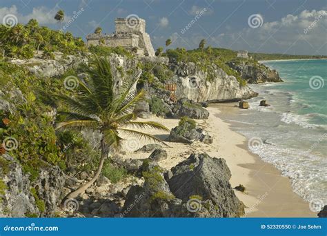 Mayan Ruins of Ruinas De Tulum (Tulum Ruins) in Quintana Roo, Mexico. El Castillo is Pictured in ...