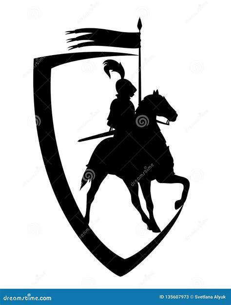 Knight with Banner and Heraldic Shield Vector Stock Vector ...