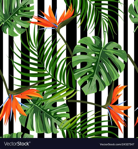 Colorful tropical plant background seamless Vector Image