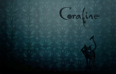 Wallpaper cat, the inscription, cartoon, bugs, scary story, Coraline ...