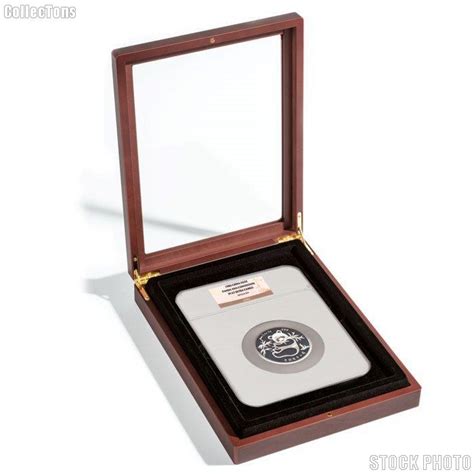 Glass Top Wooden Coin Display Case (Box) for Extra Large Certified Slab Coins NGC or ANACS by ...