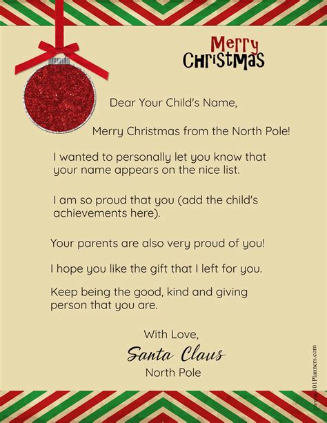 FREE Personalized Printable Letter from Santa to Your Child