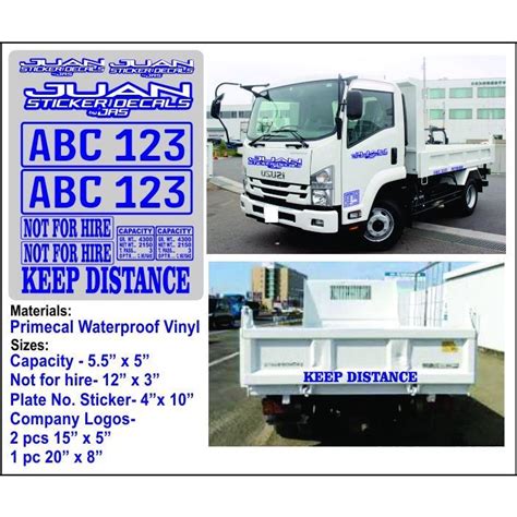 CUSTOM TRUCK STICKERS CAPACITY NOT FOR HIRE KEEP DISTANCE COMPANY LOGO (LTO/LTFRB REQUIRED ...