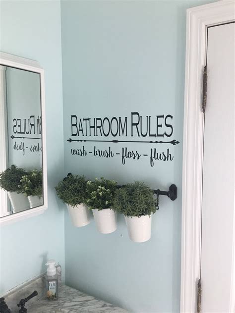 Bathroom Rules vinyl decal, Wall Decal, Wall Sign, Home Decor, Home Decal, Bathroom Decal, Bath ...