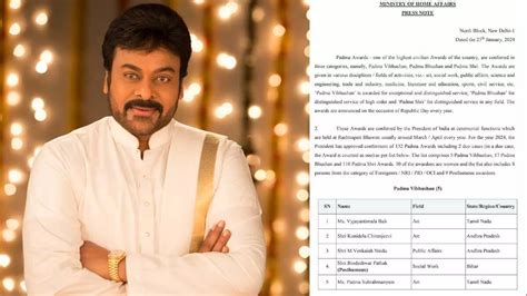 Chiranjeevi bestowed with Padma Vibhushan