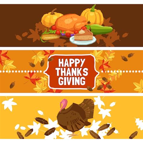 Free Vector | Thanksgiving day banner set