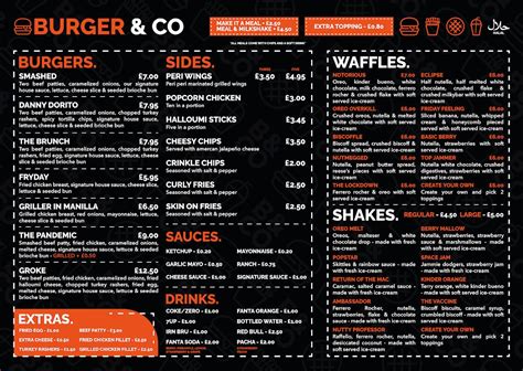 Menu at Burger & Co restaurant, Manchester