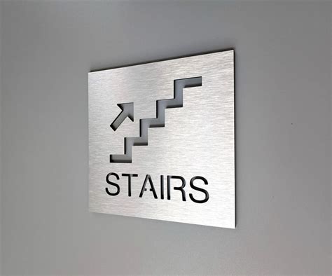 Stairs Signs With Arrows. Directional Stairs Sign. Stairway Signage ...