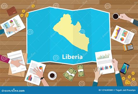 Liberia Africa Economy Country Growth Nation Team Discuss with Fold ...