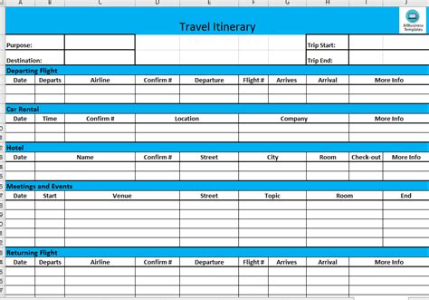 Business Travel Itinerary - Download this Basic business travel itinerary in Excel template a ...