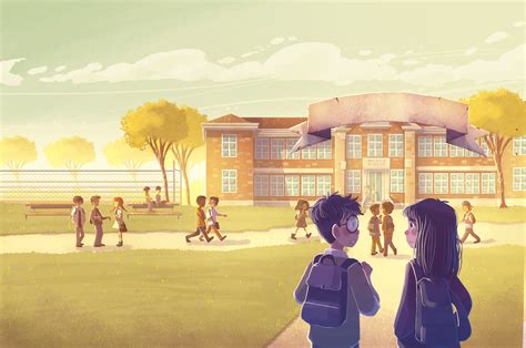 2560x1700 Boy And Girl Going To School Illustration Chromebook Pixel ,HD 4k Wallpapers,Images ...