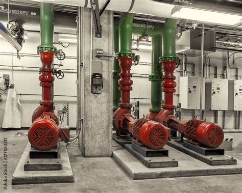 Chilled water pumps and VFD drives, toned image Stock Photo | Adobe Stock