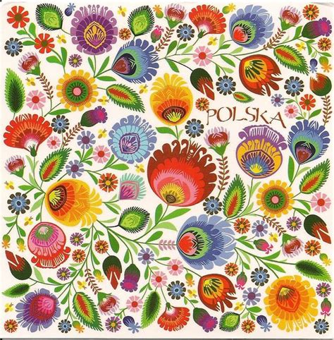 Polish Folk Art Flowers Postcard | Illustration, Spoonflower, Akvareller