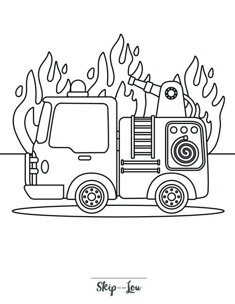 Free Printable Fire Truck Coloring Pages with Book Download | Skip To My Lou