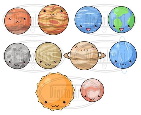 Kawaii Planets Graphics Set in 2021 | Kawaii planet, Clip art, Sticker supplies