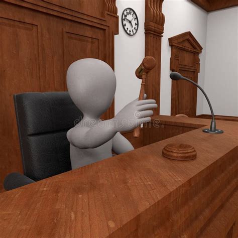 Render of Cartoon Characters in Courtroom Stock Illustration ...