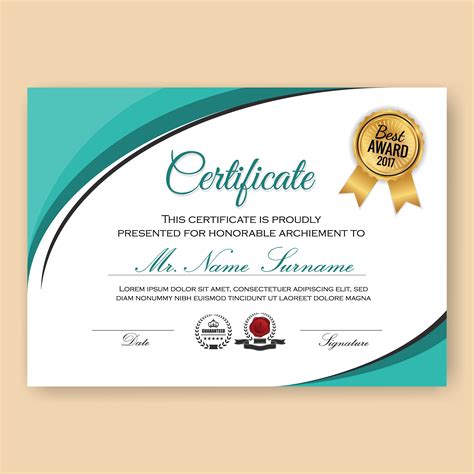 Modern Verified Certificate Background Template with Turquoise C 216573 ...