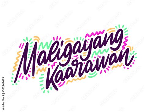 Maligayang kaarawan. Beautiful greeting card scratched calligraphy text ...