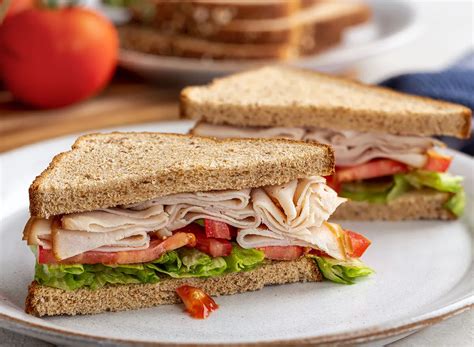 Plain Turkey Sandwich On Wheat Bread