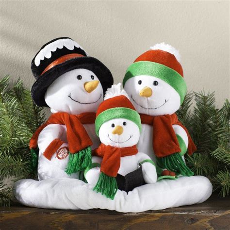 The Holiday Aisle® Singing Snowman Family Trio Musical Plush Toy with ...