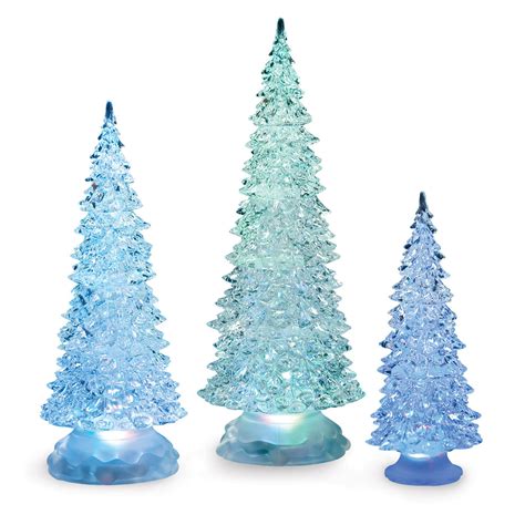 3-Piece Acrylic Lighted Battery Operated Christmas Tree Set - HomeBello