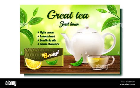 Green Tea Creative Promo Advertising Poster Vector Stock Vector Image ...