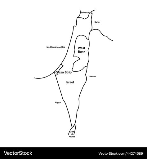 Palestine and israel outline map editable eps Vector Image