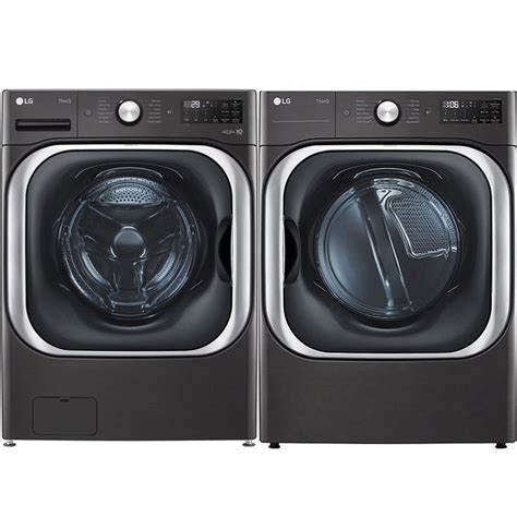 LG Black Steel 6.0 cu.ft. Stackable Front Load Steam Washer and 9.0 cu ...