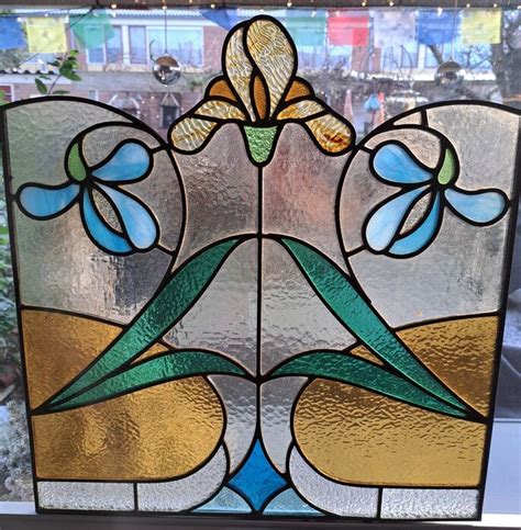 Stained glass window fanlight (1) - Art Nouveau - Stained - Catawiki